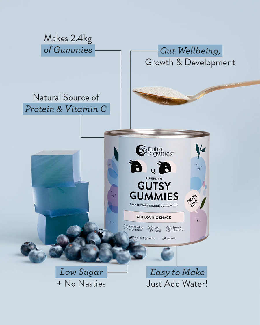 Nutra Organics Gutsy Gummies 150g - Blueberry