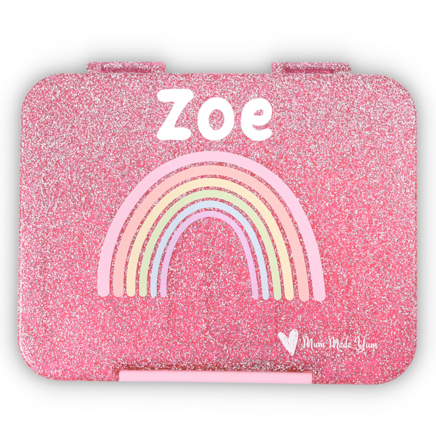 PERSONALISEDSparklePinkRainbow2.0BentoLunchbox