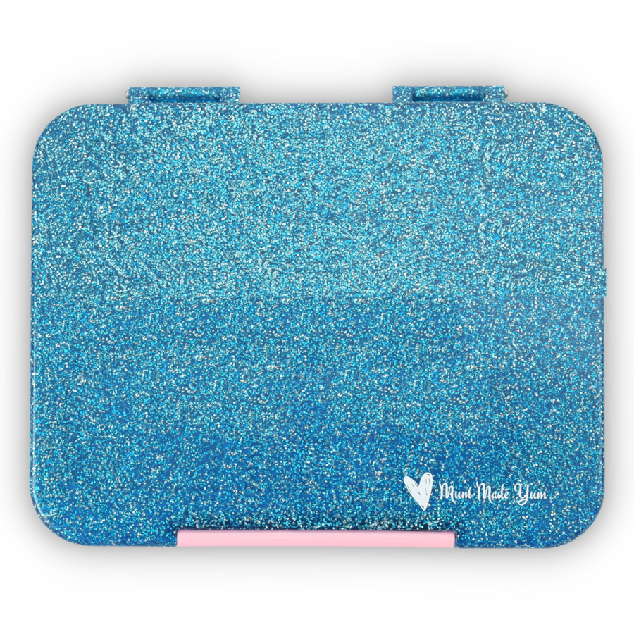 Bento Lunchbox (Large) - Sparkle Blue (Pink Clip)