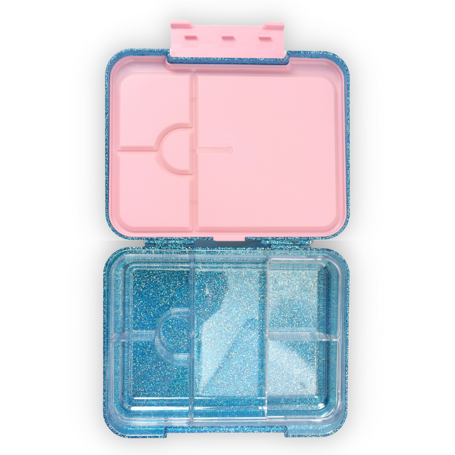 Bento Lunchbox (Large) - Sparkle Blue (Pink Clip)