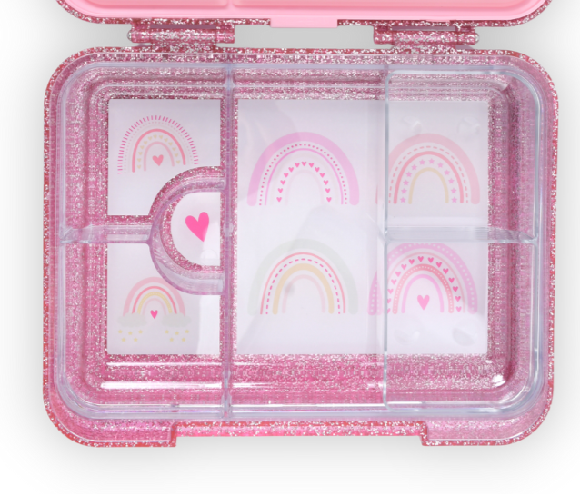 Bento Lunchbox (Medium) - Sparkle Pink Rainbow 2.0 2