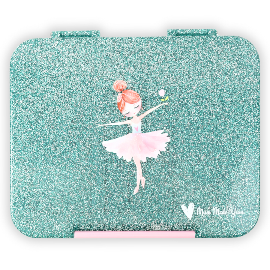 Bento Lunchbox (Large) - Sparkle Teal Ballerina