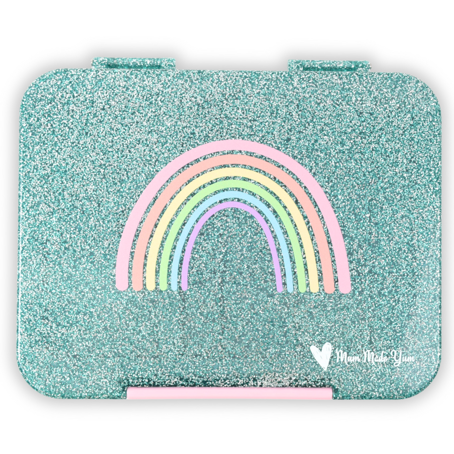Bento Lunchbox (Large) - Sparkle Teal Rainbow