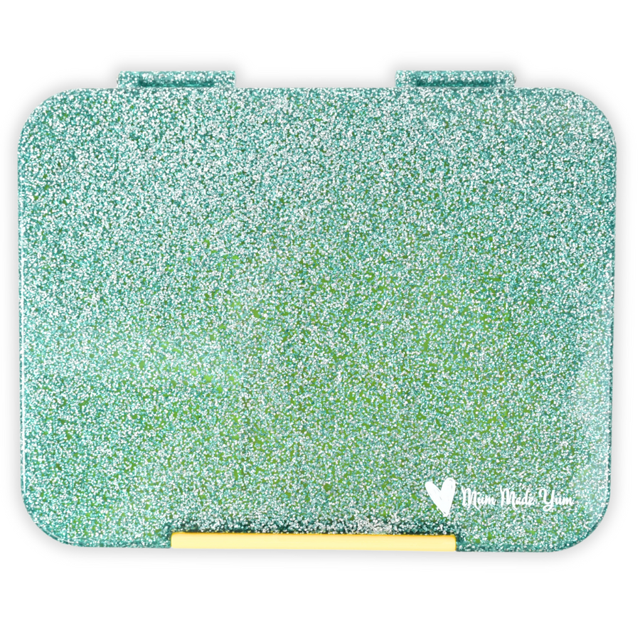 Bento Lunchbox (Large) - Sparkle Teal (Yellow Clip)
