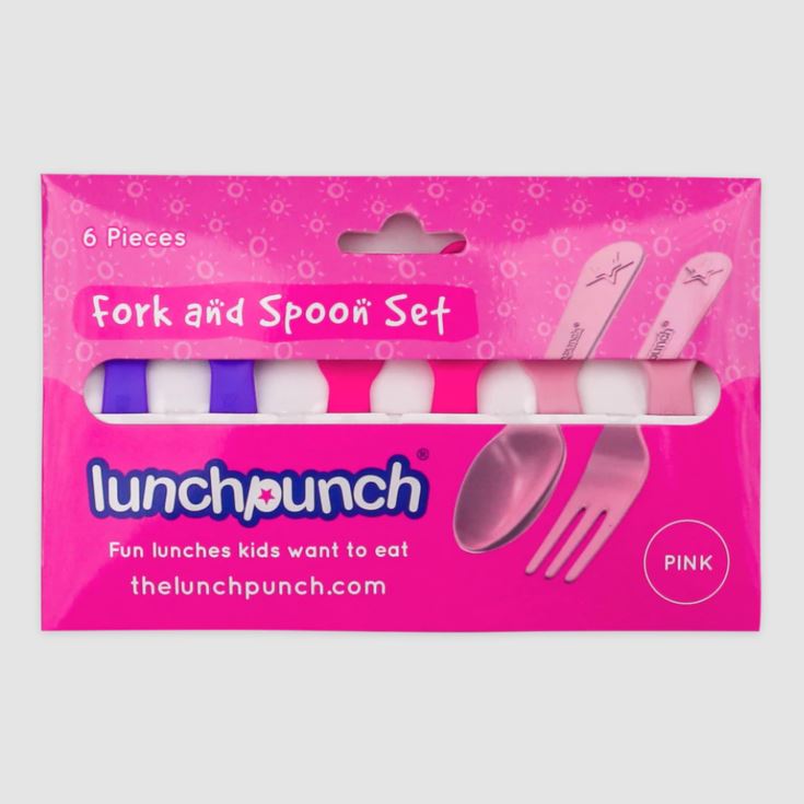 Lunch Punch Fork and Spoon Set Pink