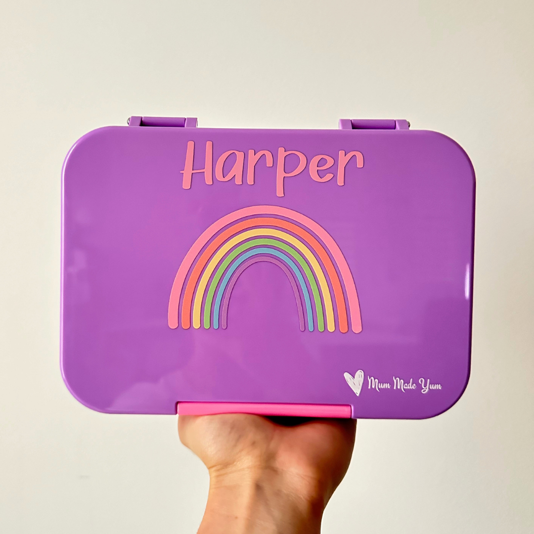Bento Lunchbox (Medium) - Purple Rainbow personalised