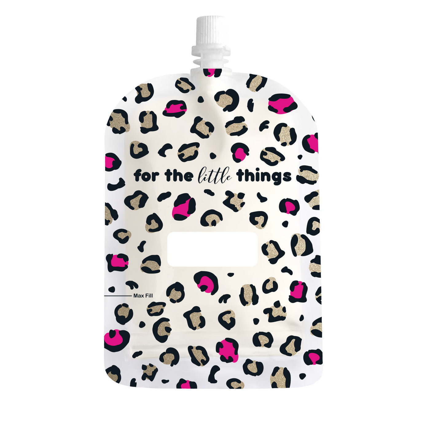 Sinchies 150ml Reusable Food Pouches - Pink Leopard - Pack: 5
