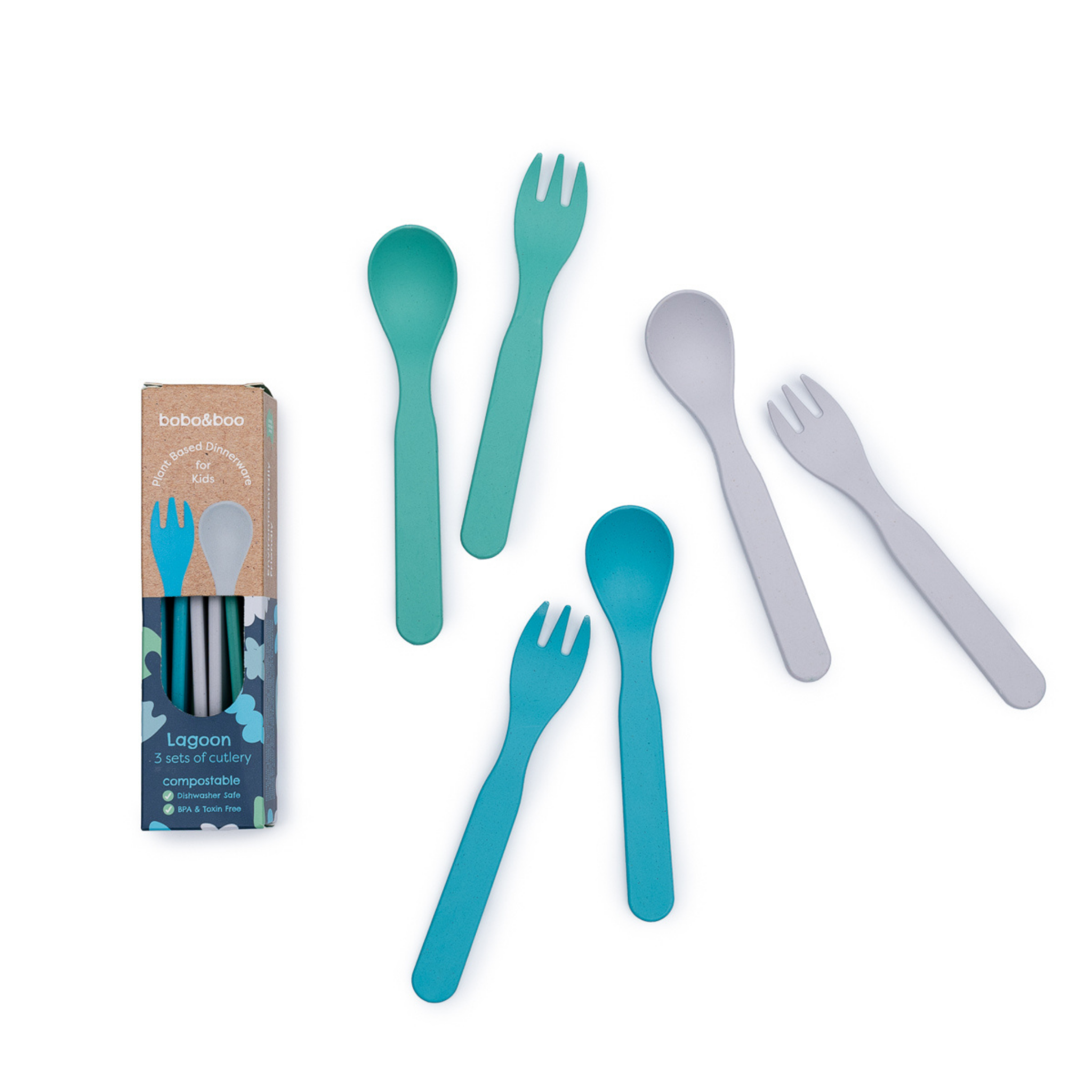 Kids Plant Based Cutlery Bundle | Includes 3 Forks & 3 Spoons | Bobo ...