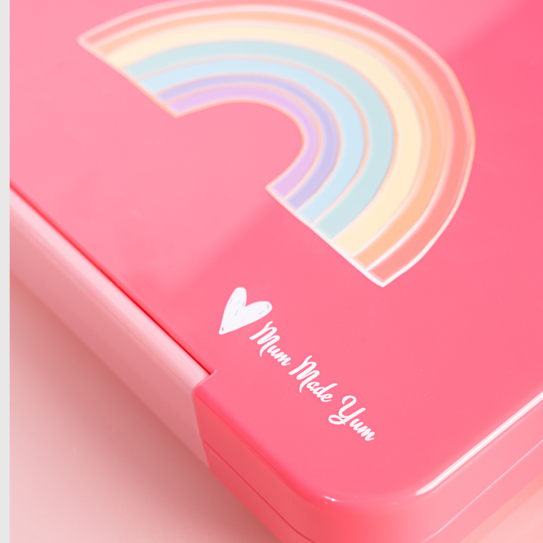 Bento Lunchbox (Large) - Sparkle Pink Rainbow 2.0