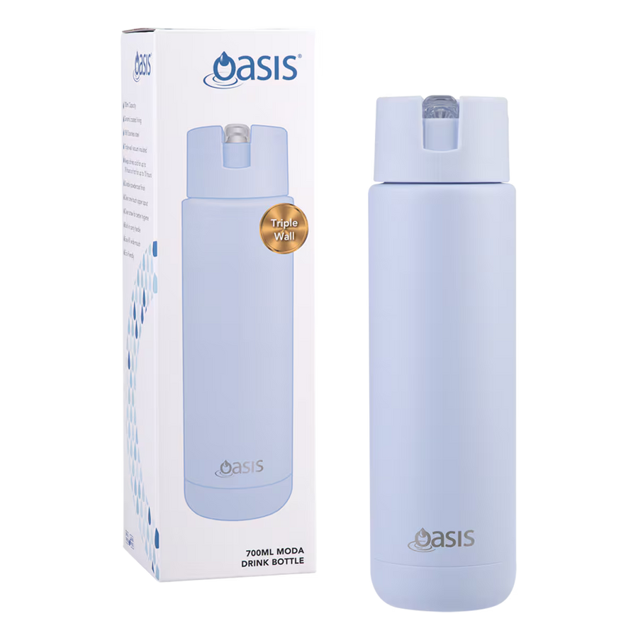 Oasis Ceramic Lined Stainless Steel Triple Insulated Sipper Drink Bottle 700ml - Periwinkle