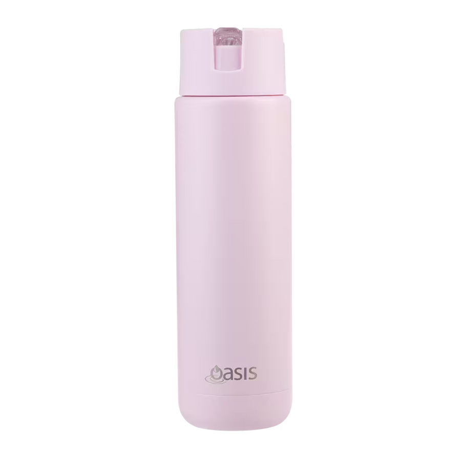 Oasis Ceramic Lined Stainless Steel Triple Insulated Sipper Drink Bottle 700ml - Pink Lemonade