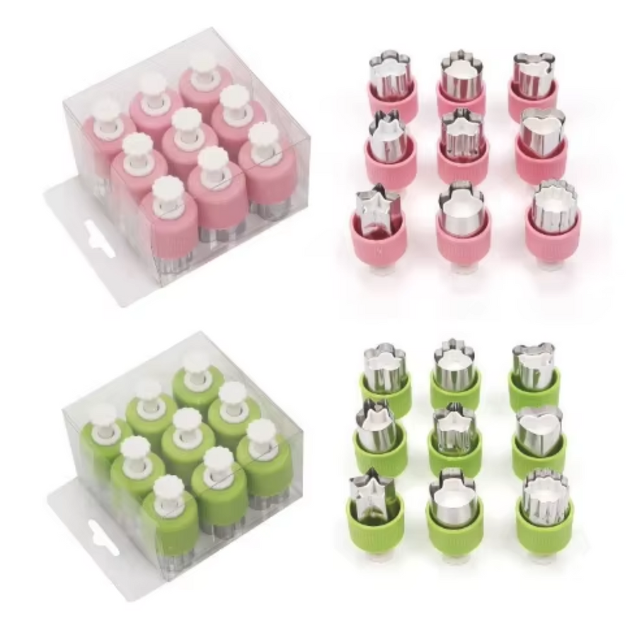 Fruit & Veggie Cutters (with pusher) - 9 Piece Set lunchbox