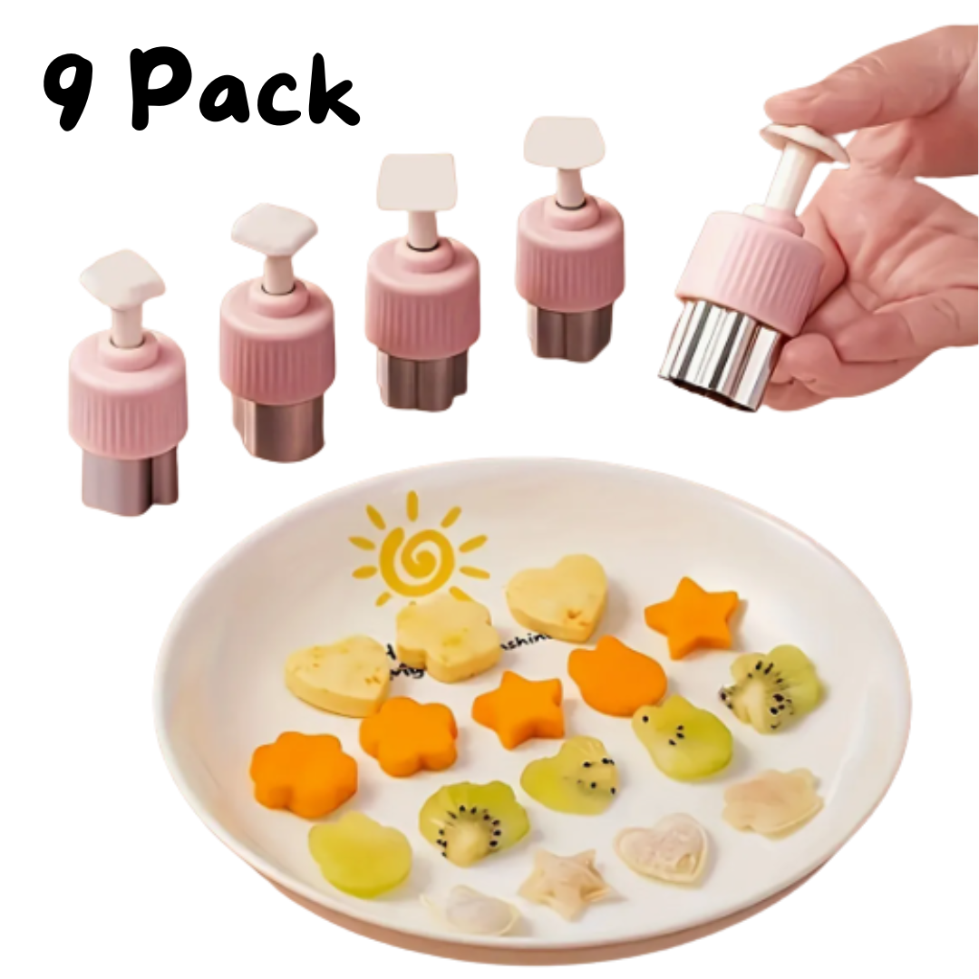 Fruit & Veggie Cutters (with pusher) - 9 Piece Set lunchbox