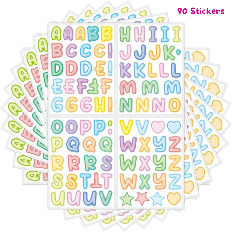 ABC Alphabet Sticker Sheet - 90 stickers