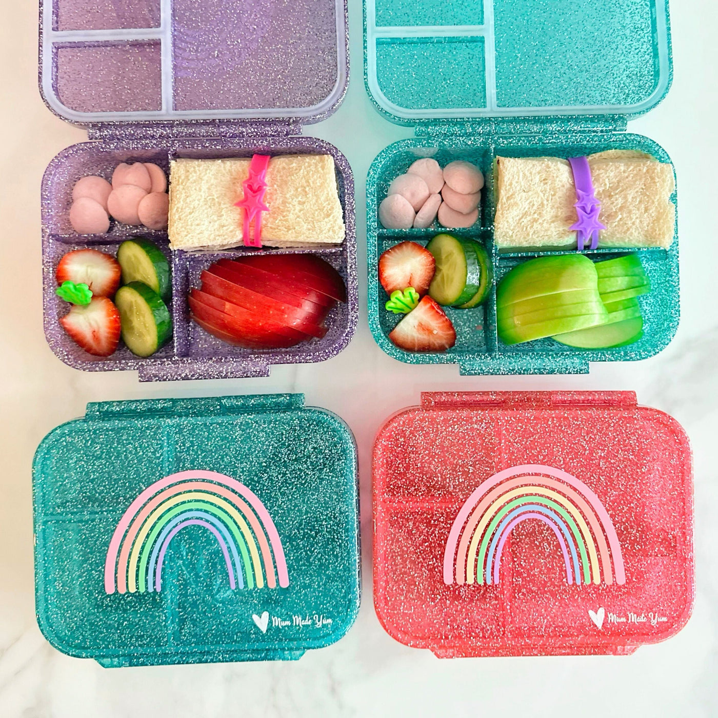 Bento Lunchbox (Mini Snack) - Sparkle Teal Rainbow