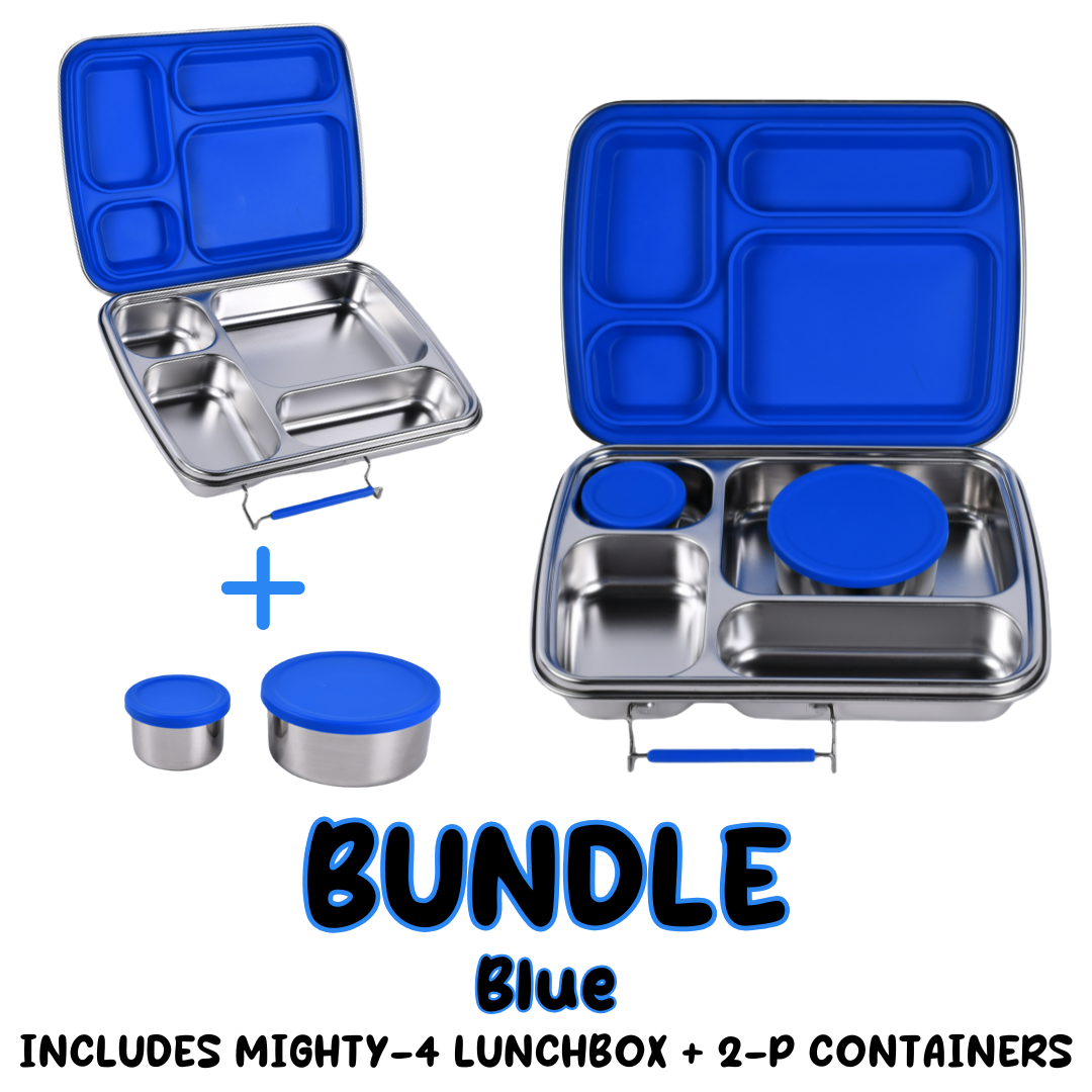 BUNDLE: Blue Mighty-4 Stainless Steel Lunchbox Value Bundle