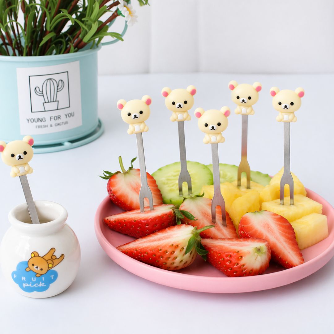 Food Picks/ Forks - Cute Bears (6 Pieces)