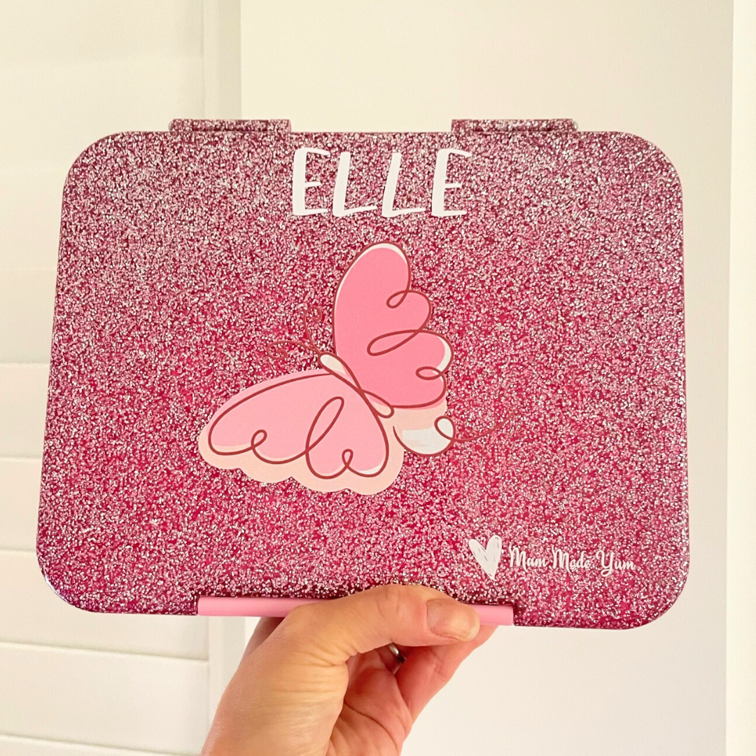 Bento Lunchbox (Large) - Sparkle Pink Butterfly