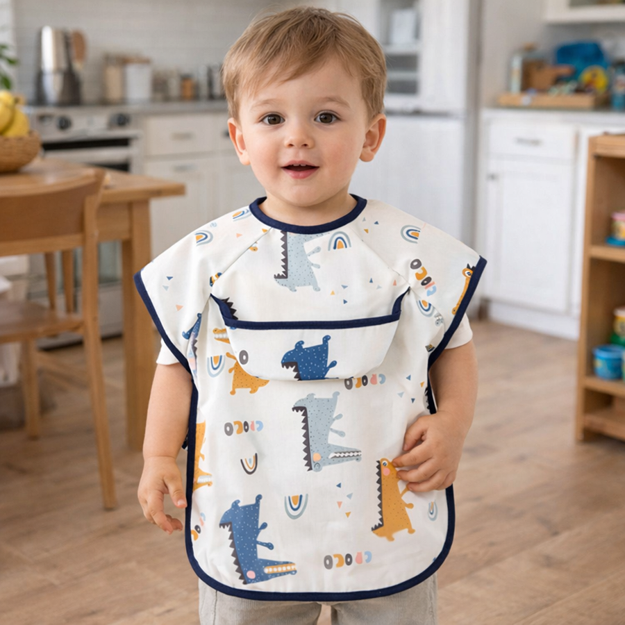 Waterproof Baby & Toddler Feeding Smock - Short Sleeve - Croc Adventure