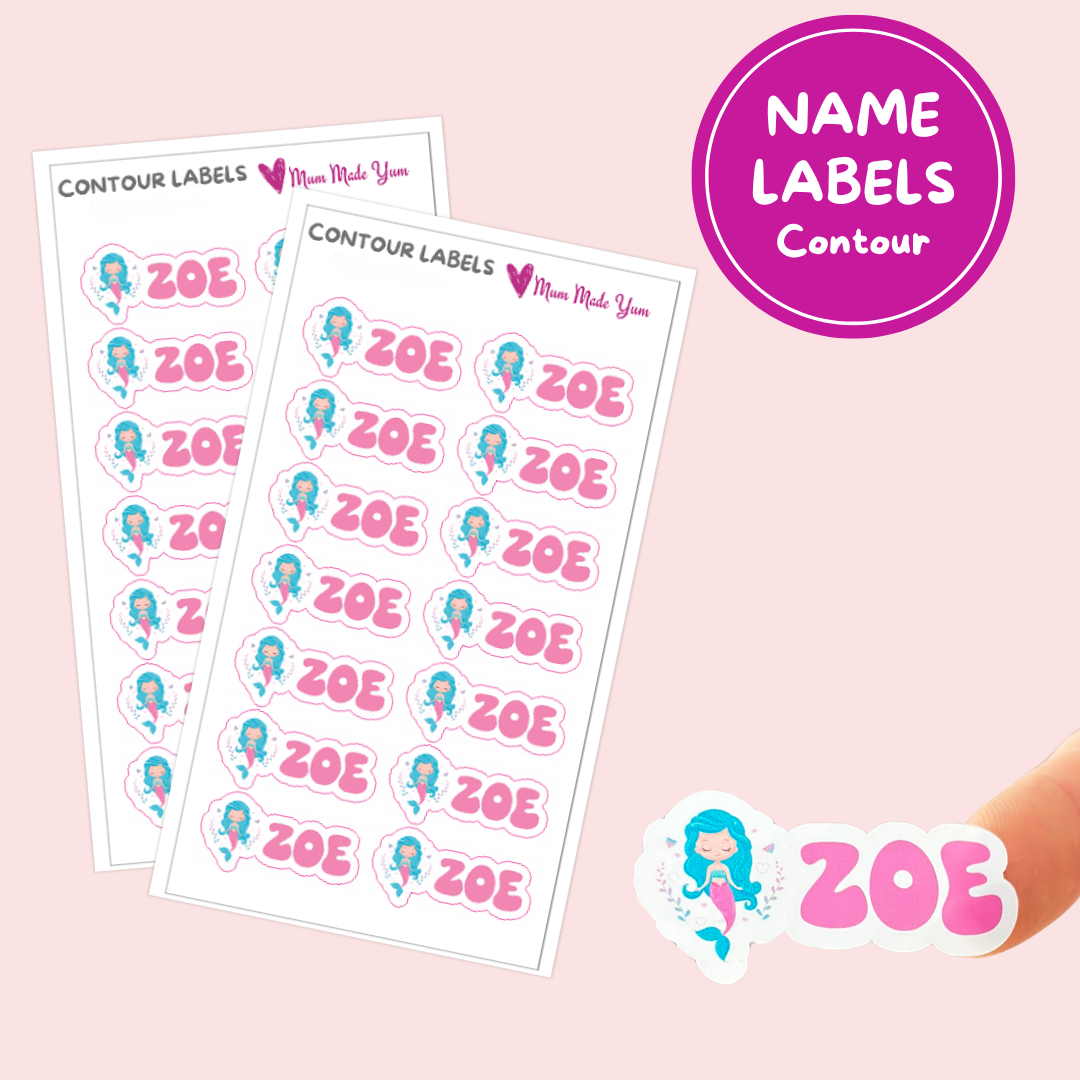 Personalised Kids Custom Name Labels - Contour