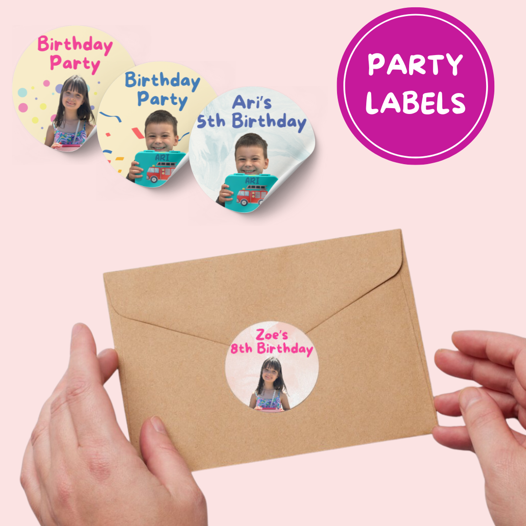 Custom Personalised Kids Birthday Party Labels Goodie Bags