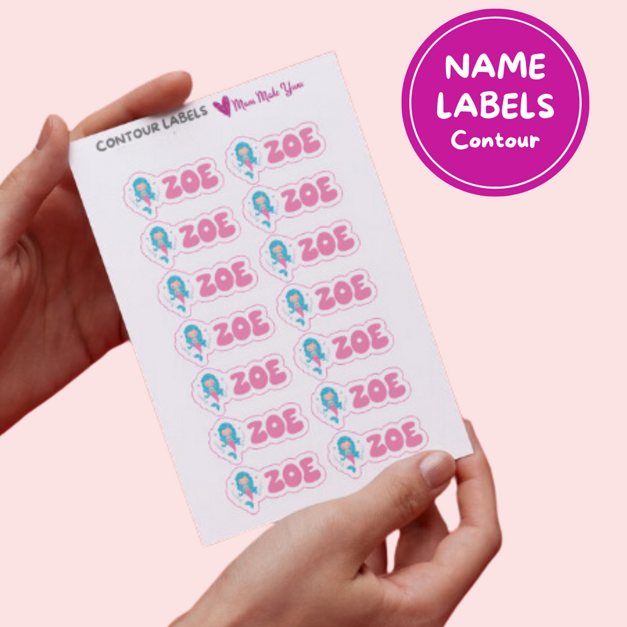 Personalised Kids Custom Name Labels - Contour