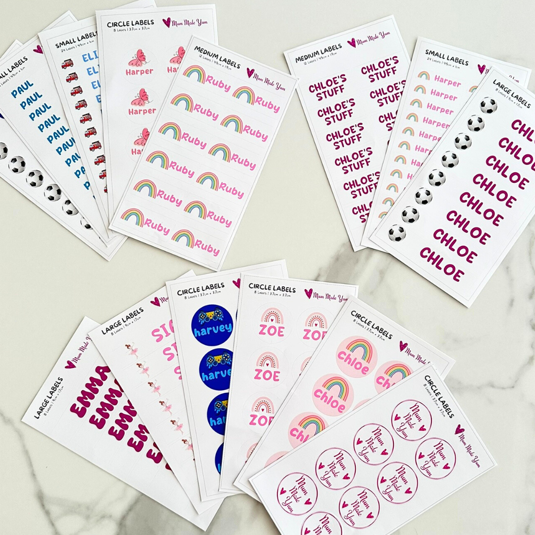 Personalised Custom Name Label Sheet - Select your size