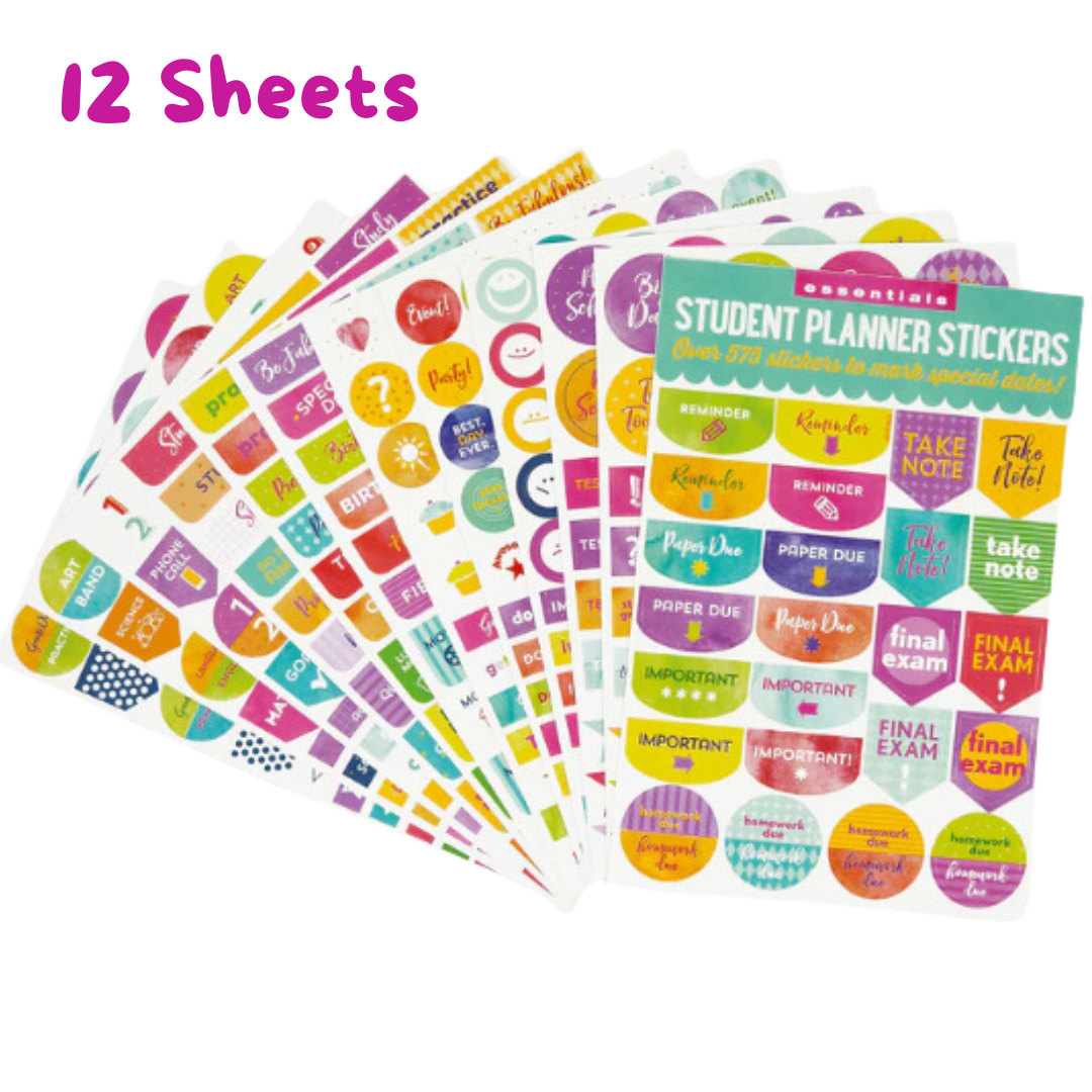 Sticker Card Student Shop Essentials Student Planner Stickers - 12 Sheets | Mum Made Yum