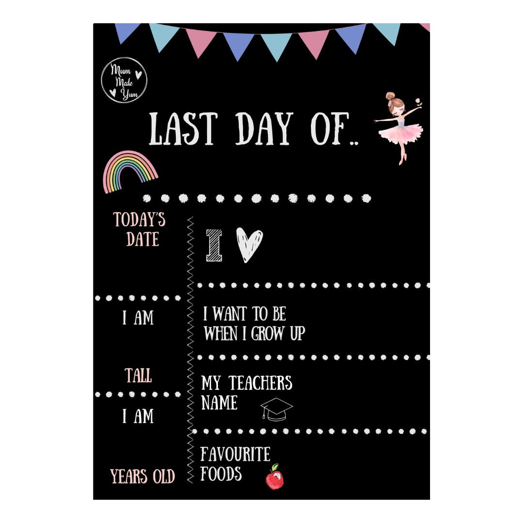 First Day Of / Last Day Of Chalkboard (Double-Sided) - Pink Version *NEW*