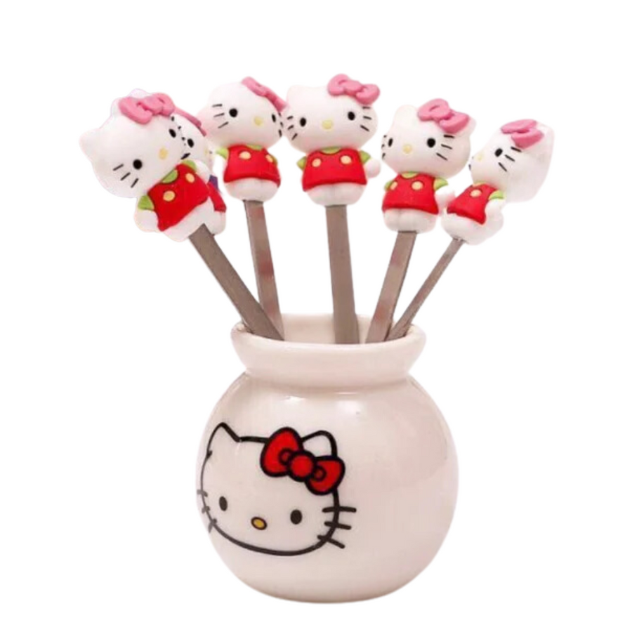 Food Picks/ Forks - Hello Kitty (6 Pieces)