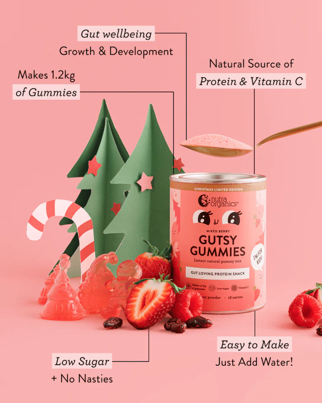 Nutra Organics Gutsy Gummies 150g - Mixed Berry