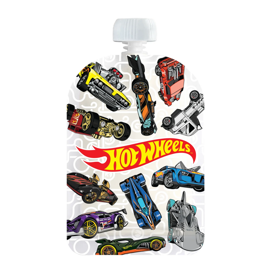 Sinchies 150ml Reusable Food Pouches - Hot Wheels Pit Stop - Pack: 5