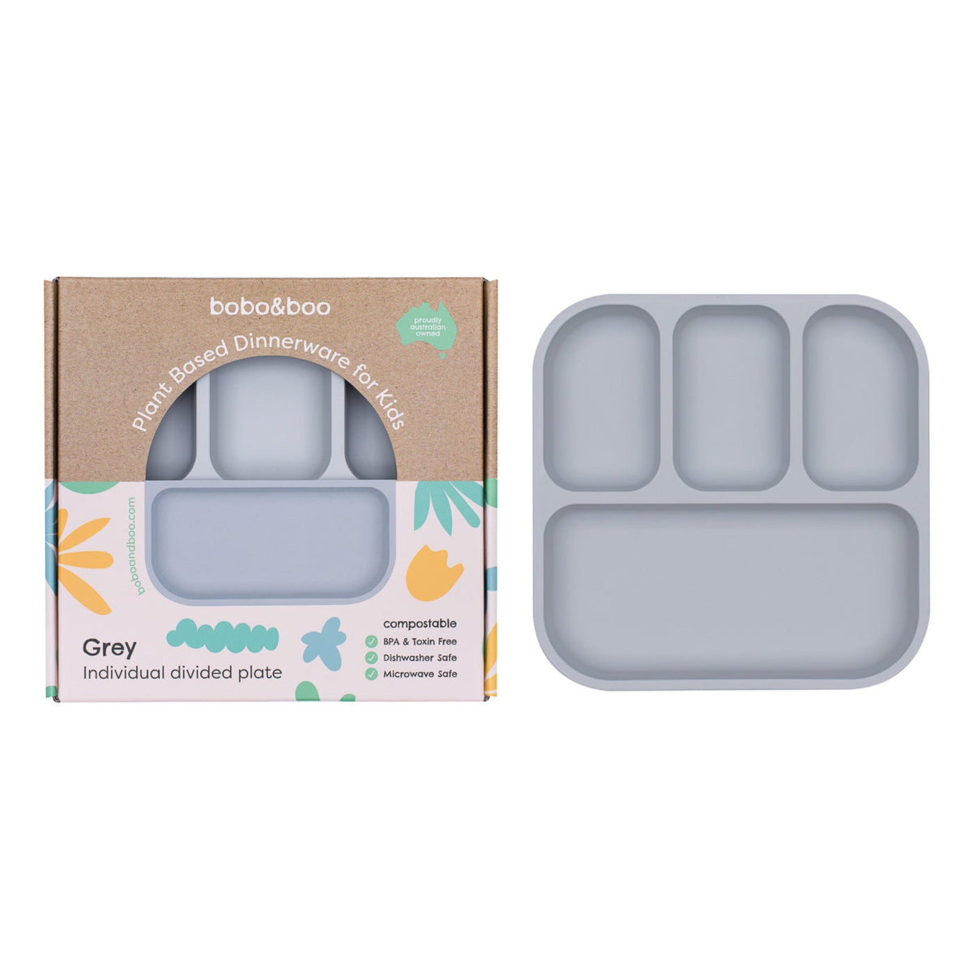 Plant-Based Bento Plate -  Grey (22x21cm)