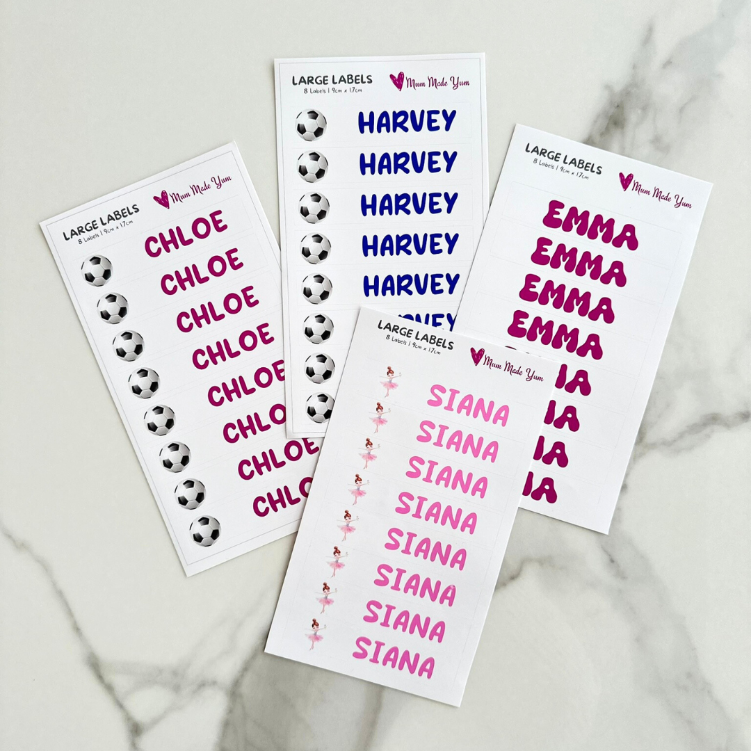 Custom Name Label Sheet - Large (8 Labels)