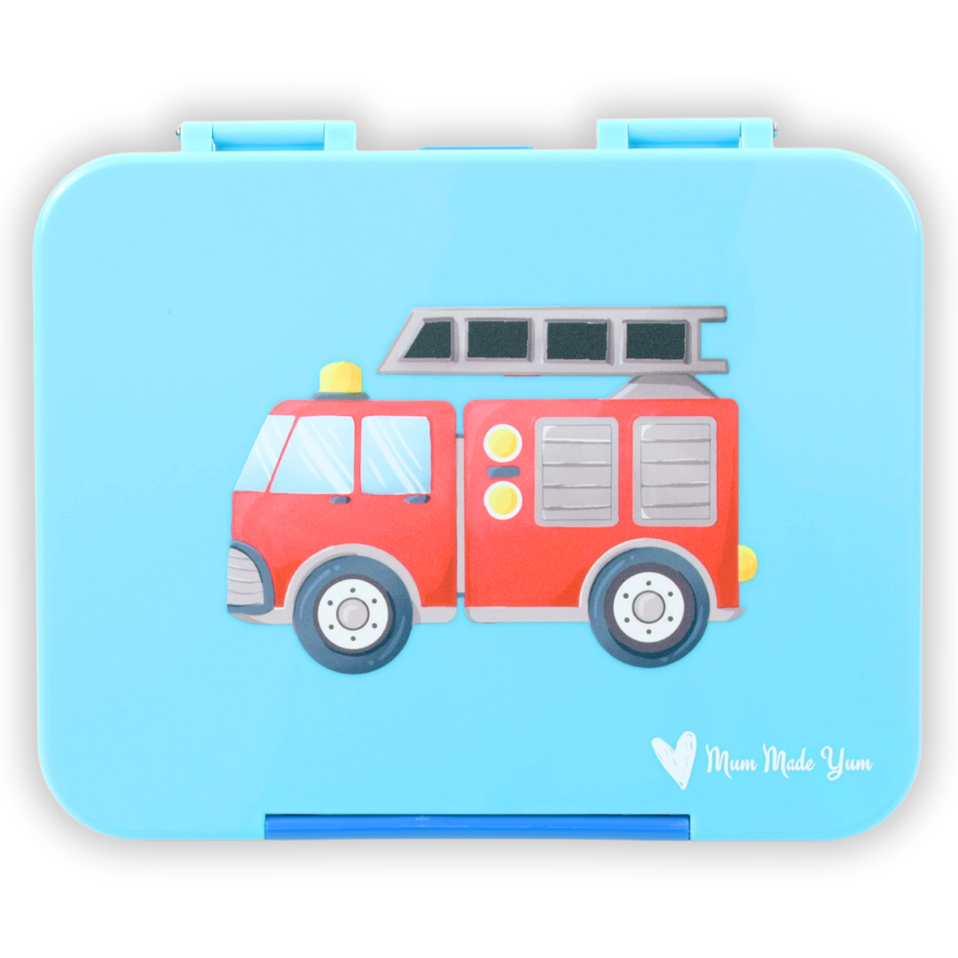 Bento Lunchbox (Large) - Light Blue Fire Truck