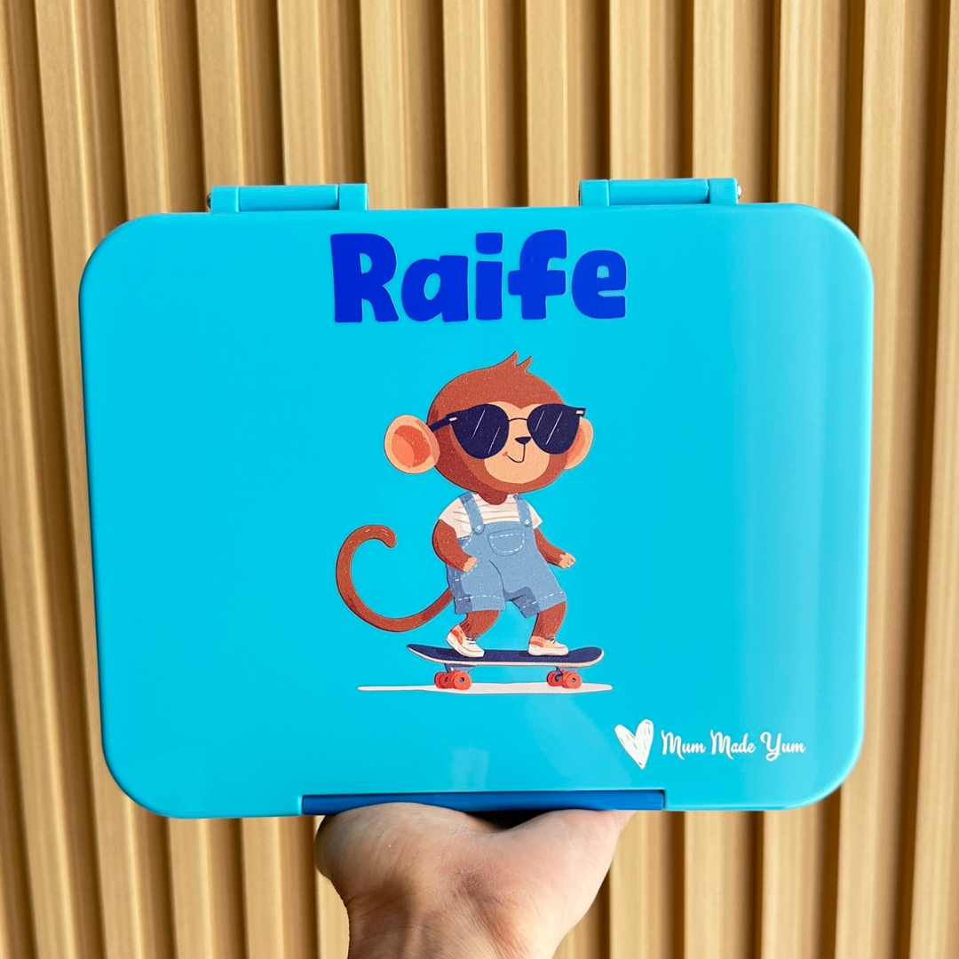 Bento Lunchbox (Large) - Light Blue Monkey