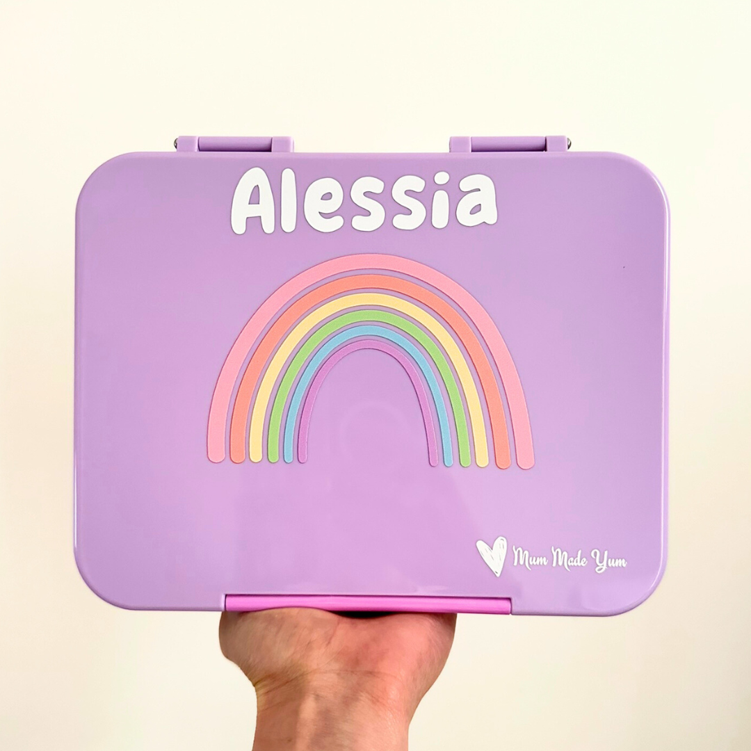Bento Lunchbox (Large) - Violet Rainbow PERSONALISED