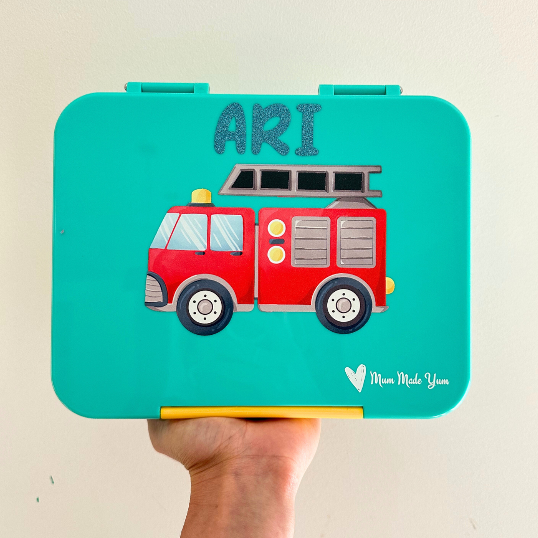 Bento Lunchbox (Large) - Teal Fire Truck