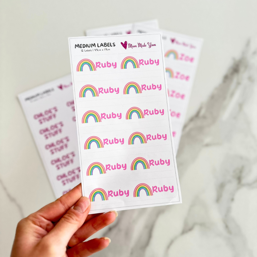 Custom Name Label Sheet - Medium (14 Labels) | Mum Made Yum