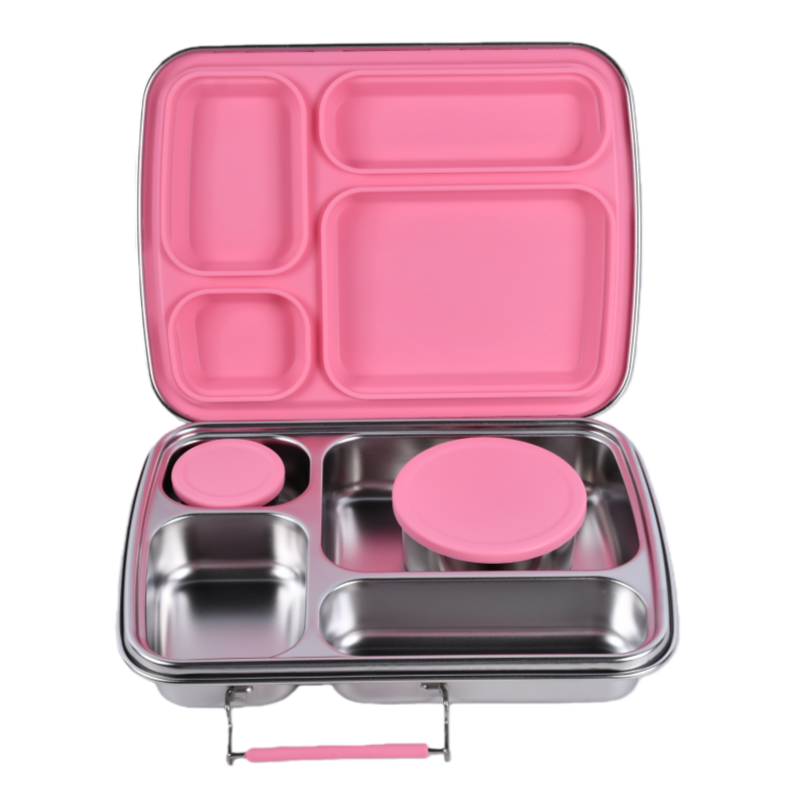 Mighty Stainless Steel 4-Compartment Lunchbox - Light Pink BUNDLE