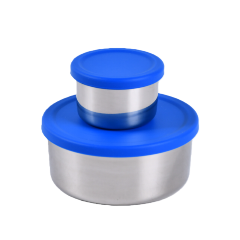 Steel Container Rounded Mighty Minis Stainless Steel Round Containers – Set of 2 - Blue - PRE ...