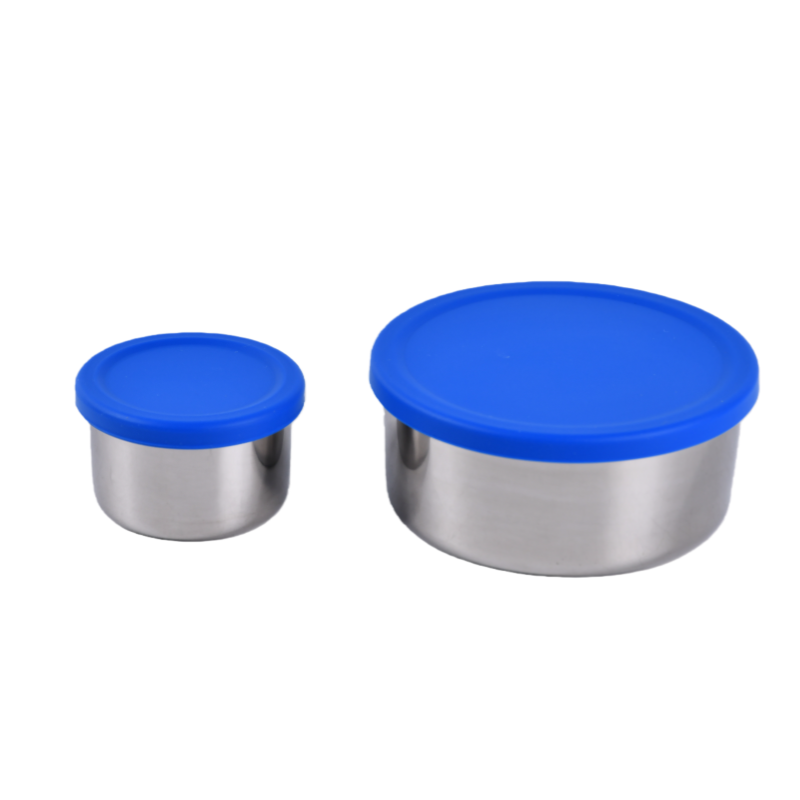Mighty Minis Stainless Steel Round Containers – Set of 2 - Blue