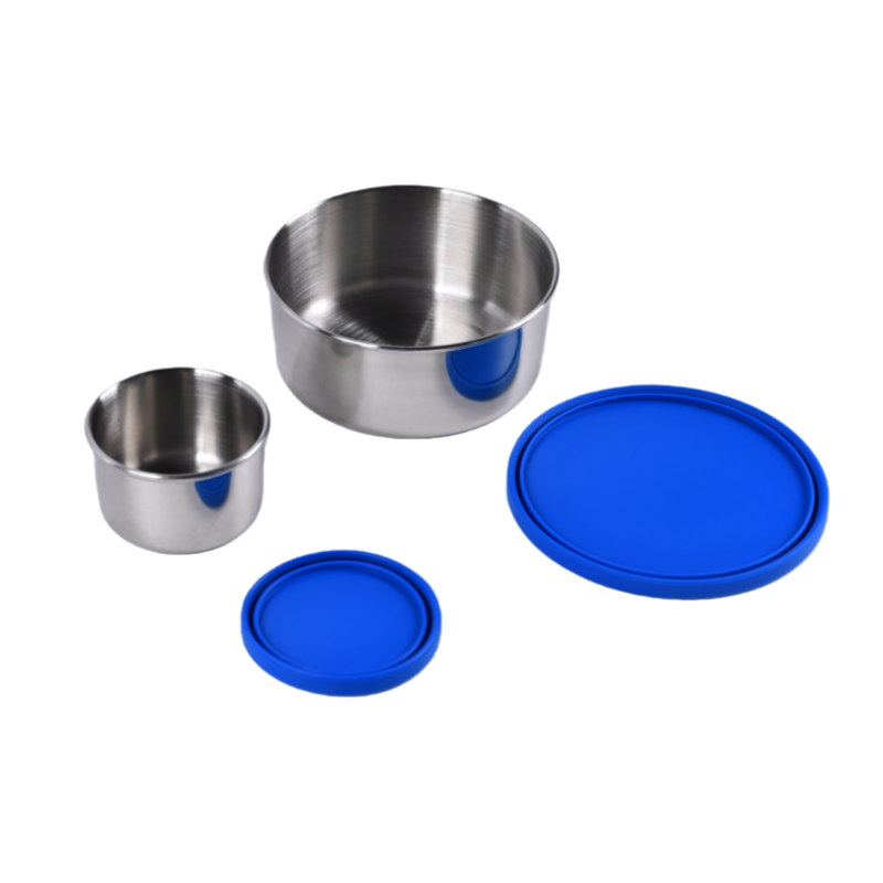 Steel Container Rounded Mighty Minis Stainless Steel Round Containers – Set of 2 - Blue - PRE ...