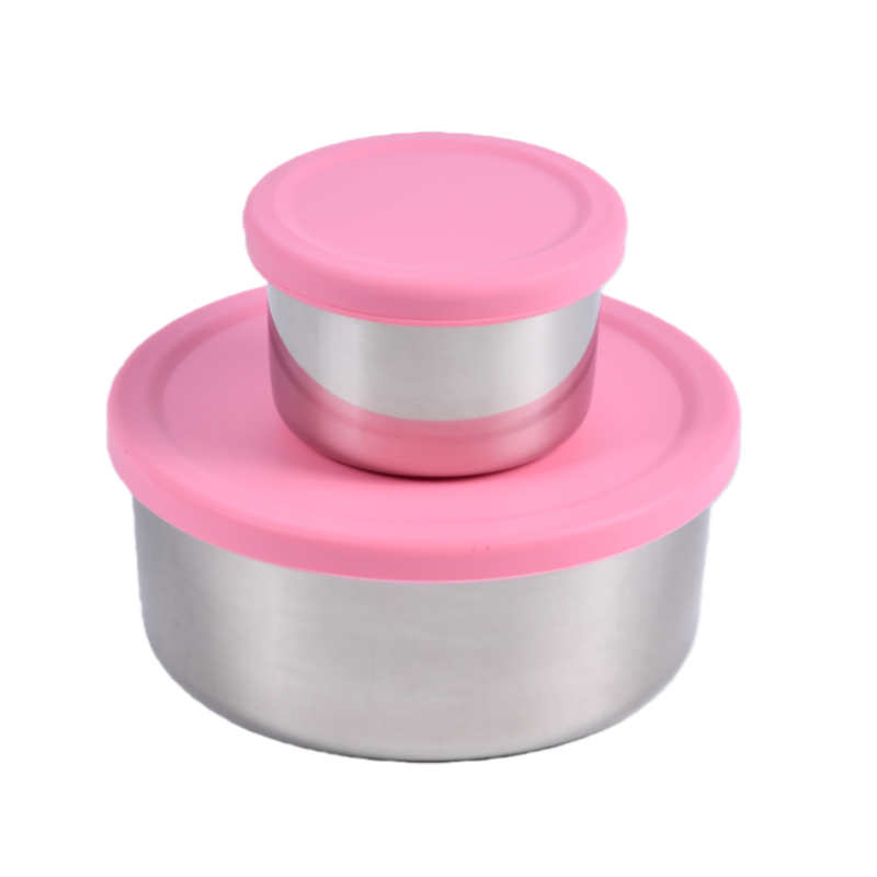 Mighty Minis Stainless Steel Round Containers – Set of 2 - Light Pink