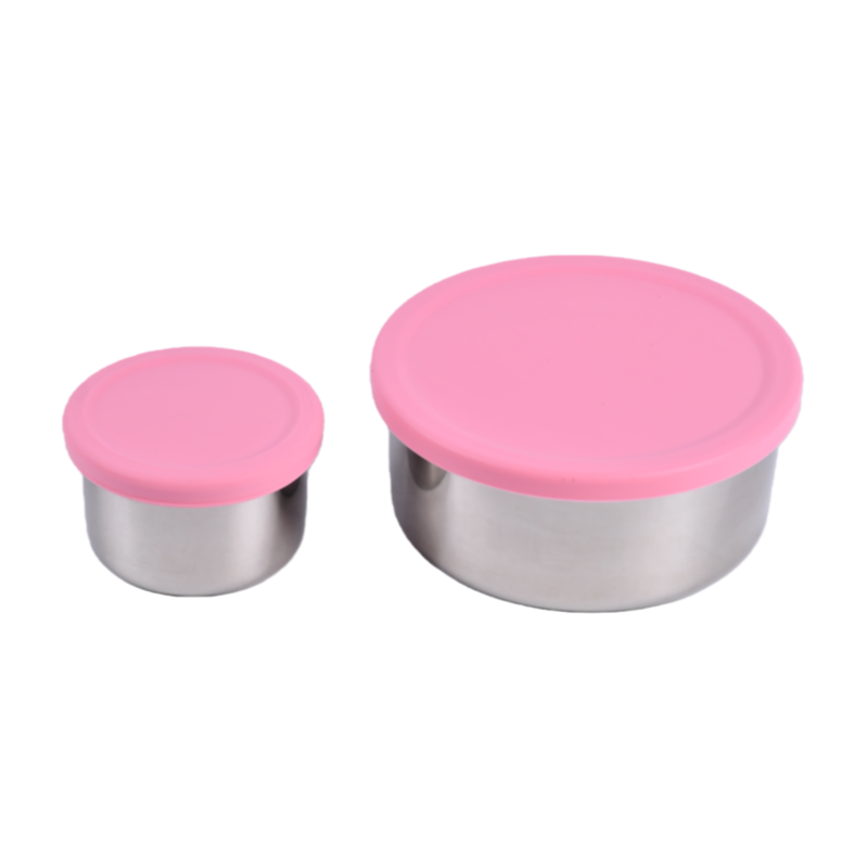Mighty Minis Stainless Steel Round Containers – Set of 2 - Light Pink
