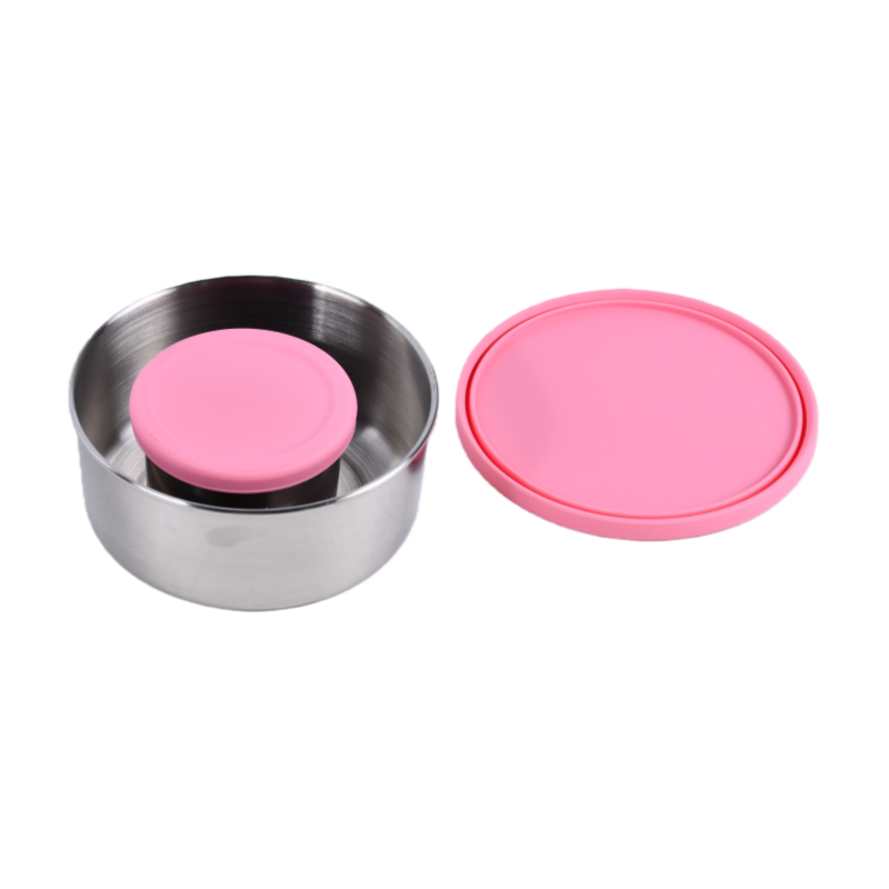 Mighty Minis Stainless Steel Round Containers – Set of 2 - Light Pink