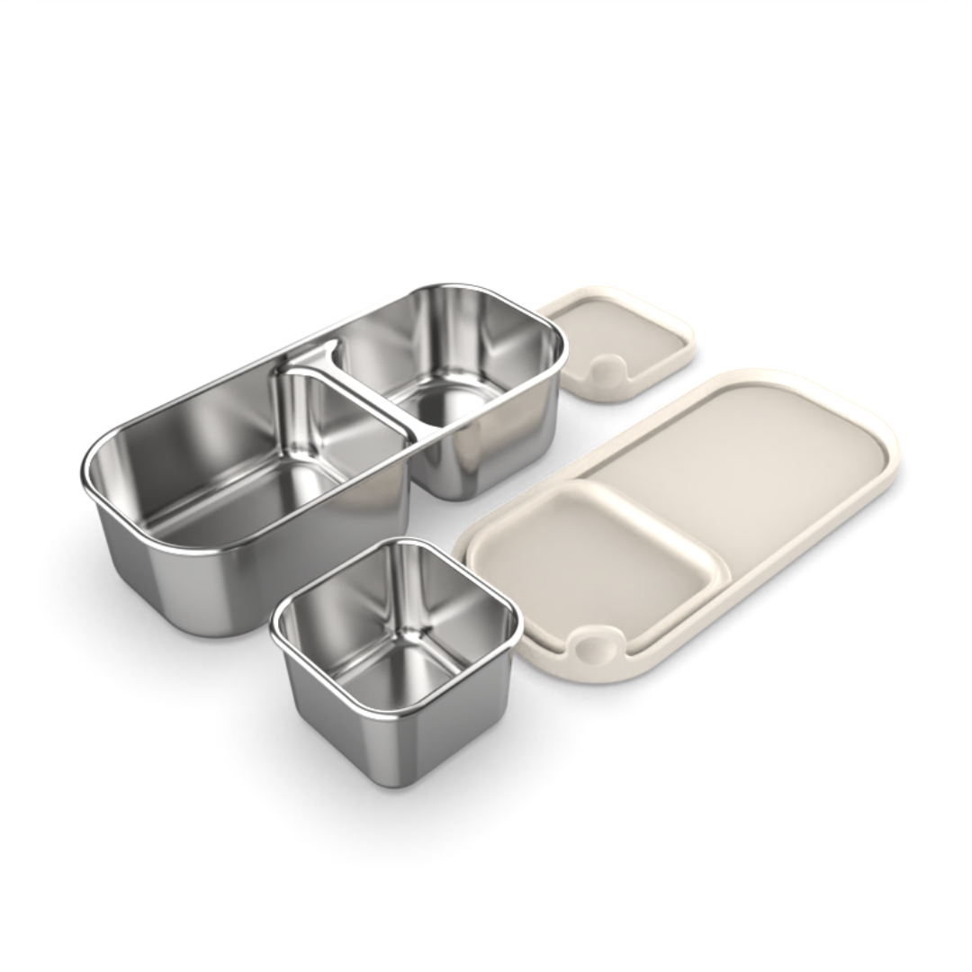 Mighty Minis Stainless Steel Containers – Set of 2 - Beige