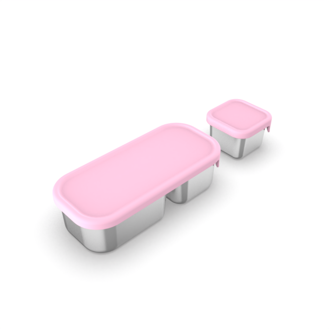 Mighty Minis Stainless Steel Containers – Set of 2 - Light Pink