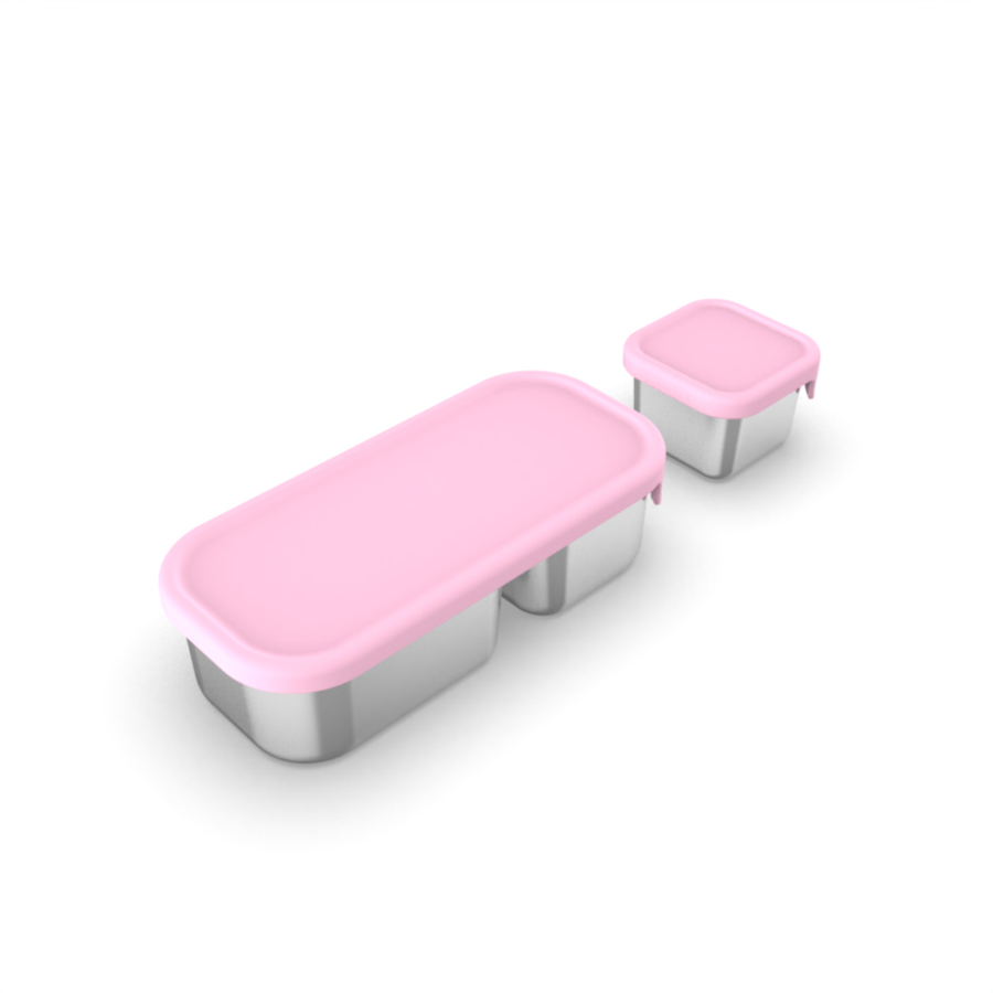Mighty Minis Stainless Steel Containers – Set of 2 - Light Pink