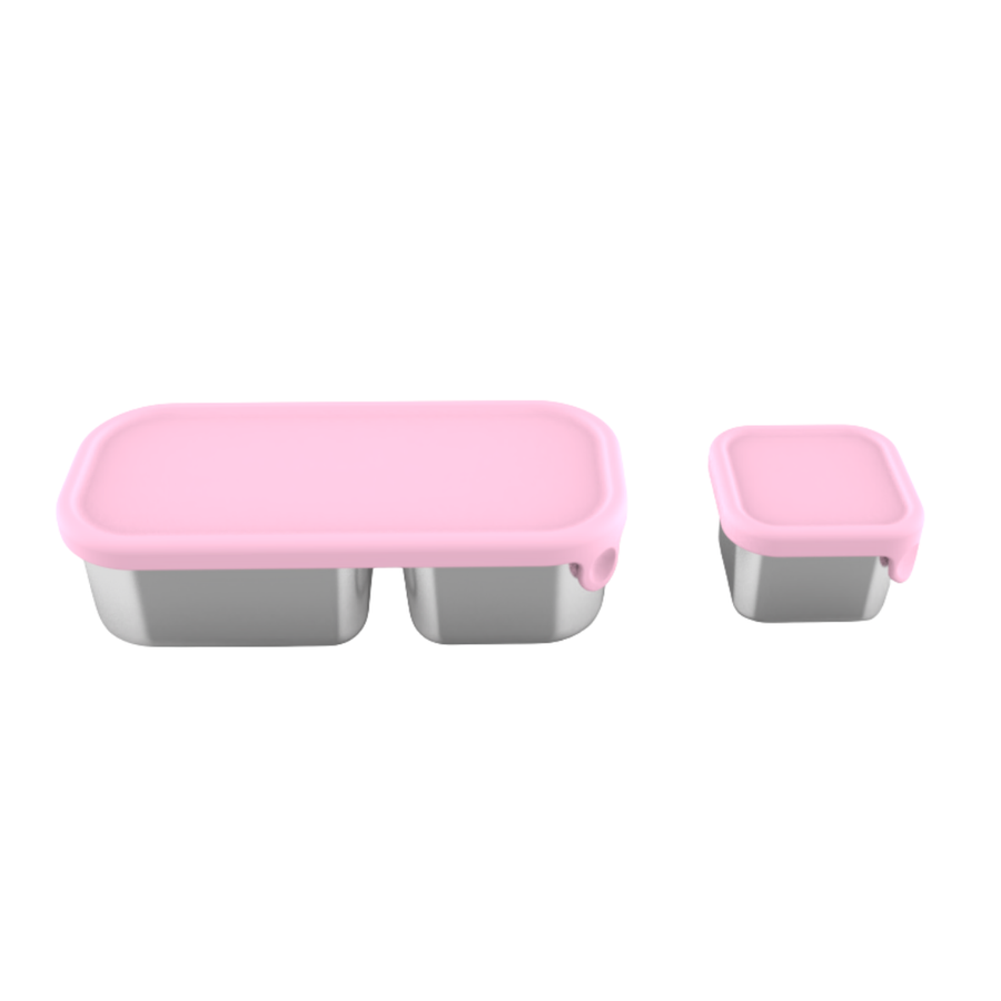 Mighty Minis Stainless Steel Containers – Set of 2 - Light Pink